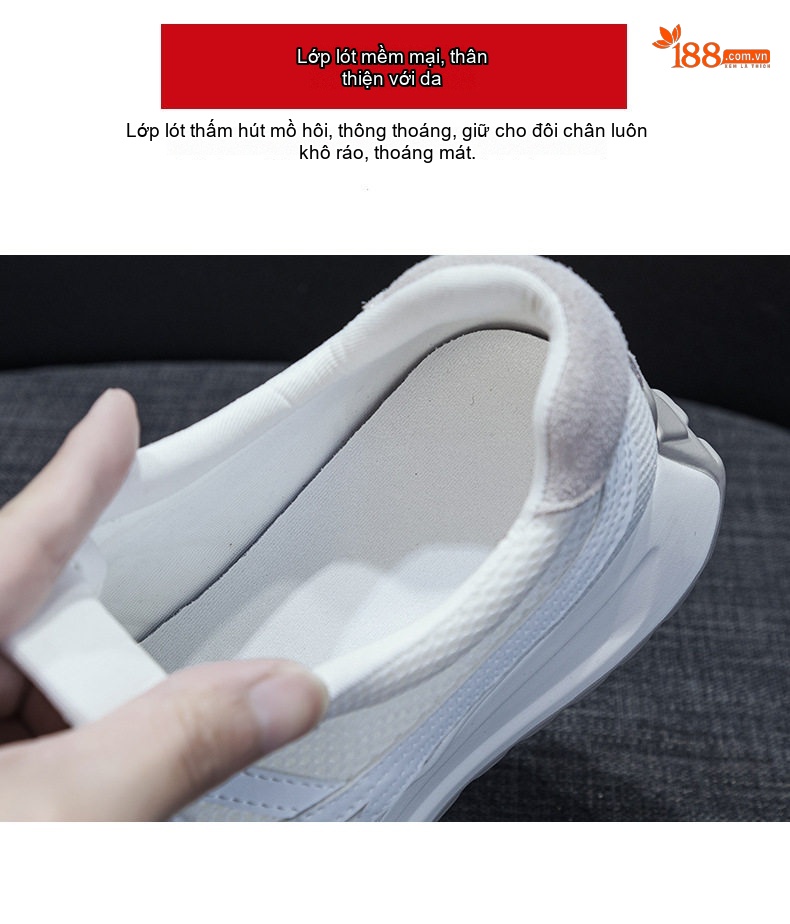 Giày Thể Thao Nữ Da Mờ Lưới Thoáng Khí Chiều Cao Đế 5cm Phong Cách Hàn Quốc Màu Xám, Đen, Xanh, Nâu... chi tiết 9