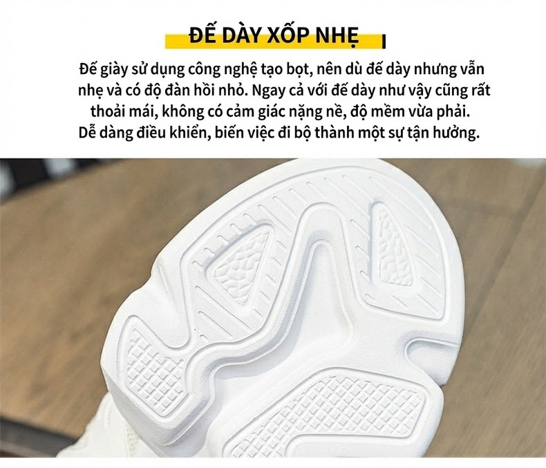 Giày Thể Thao Nữ Dáng Lười Đế Dày Chiều Cao Đế Khoảng 5cm Màu Trắng, Đen chi tiết 10