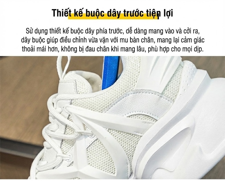Giày Thể Thao Nữ Dáng Lười Đế Dày Chiều Cao Đế Khoảng 5cm Màu Trắng, Đen chi tiết 8