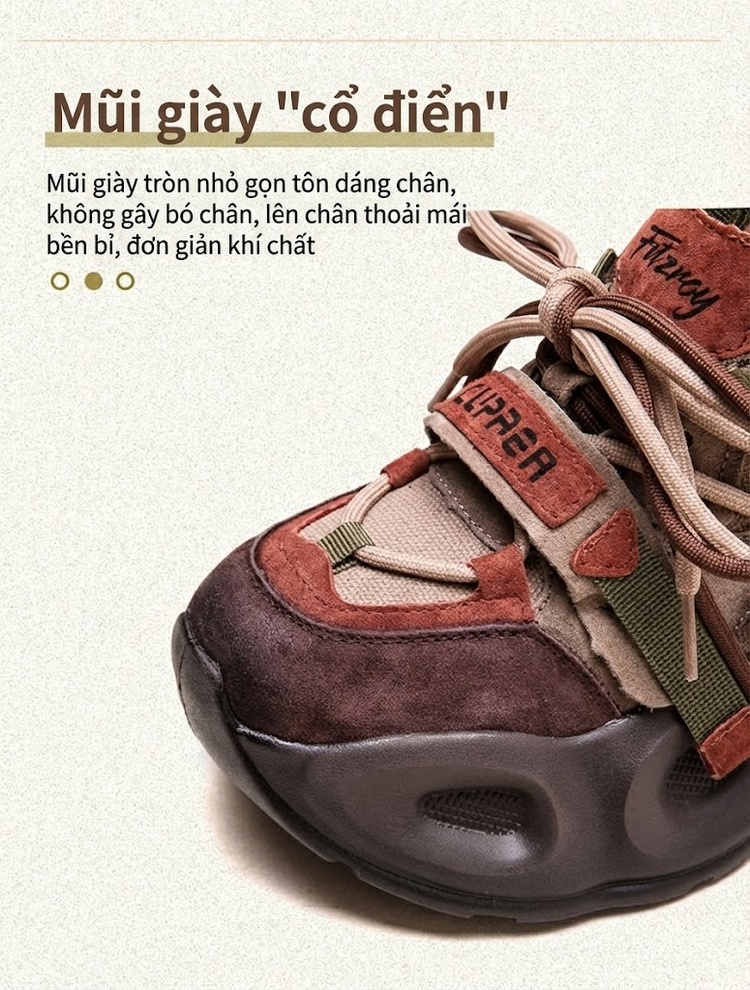 Giày Thể Thao Nữ Dây Rút Đế Dày Phong Cách Vintage Chiều Cao Đế Khoảng 5cm Màu Xanh Rêu, Đỏ, Nâu, Xám... chi tiết 4