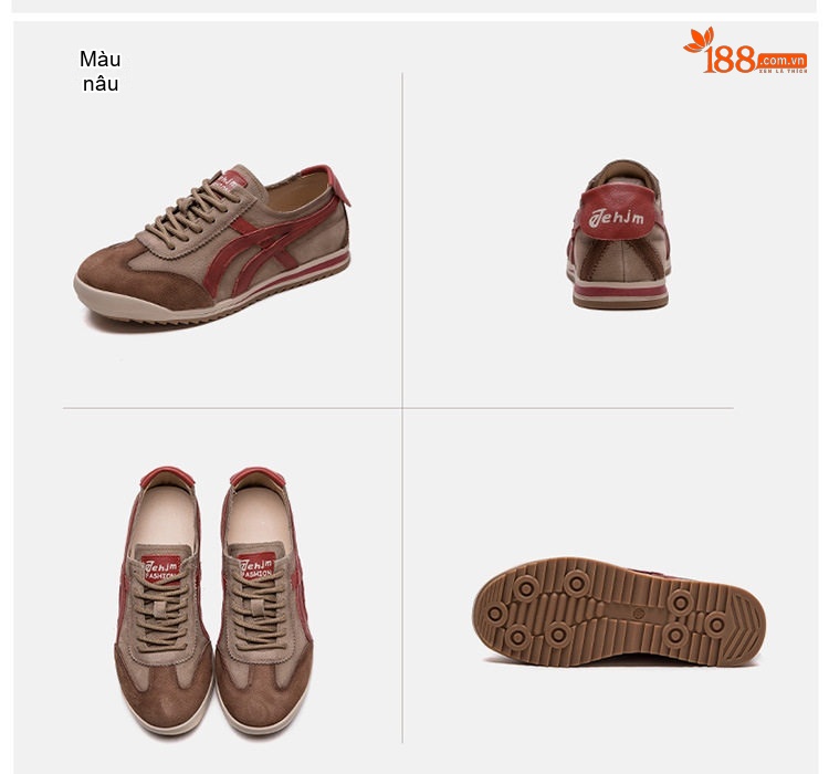 Giày Thể Thao Nữ Đế Bằng Phối Màu Phong Cách Retro Thoải Mái Chiều Cao Đế Khoảng 2cm Màu Kem, Đỏ, Nâu, Đen chi tiết 17
