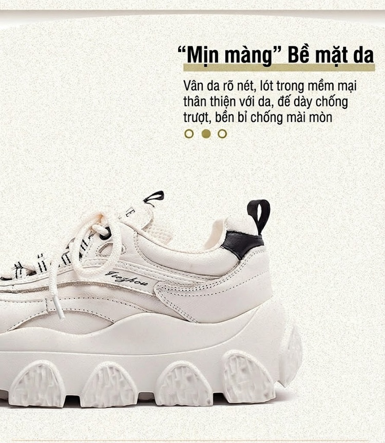 Giày Thể Thao Nữ Đế Bánh Mì Dây Buộc Phong Cách Hàn Quốc Chiều Cao Đế Khoảng 5cm Màu Trắng, Đen chi tiết 2