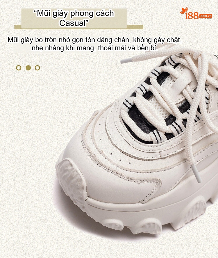Giày Thể Thao Nữ Đế Bánh Mì Dây Buộc Phong Cách Hàn Quốc Chiều Cao Đế Khoảng 5cm Màu Trắng, Đen chi tiết 3