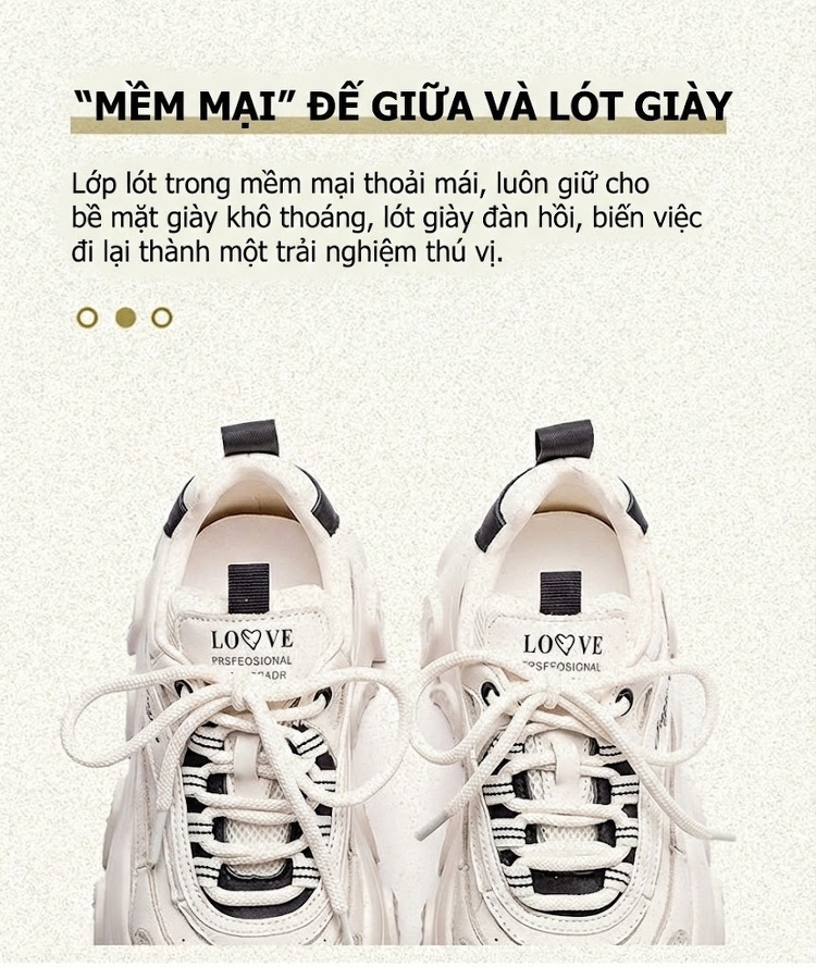 Giày Thể Thao Nữ Đế Bánh Mì Dây Buộc Phong Cách Hàn Quốc Chiều Cao Đế Khoảng 5cm Màu Trắng, Đen chi tiết 5