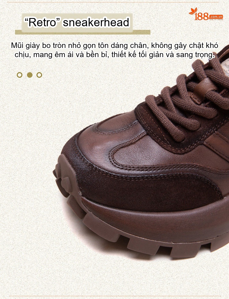 Giày Thể Thao Nữ Đế Bánh Mì Dây Buộc Phong Cách Thời Trang Chiều Cao Đế Khoảng 5cm Màu Nâu, Xám chi tiết 4