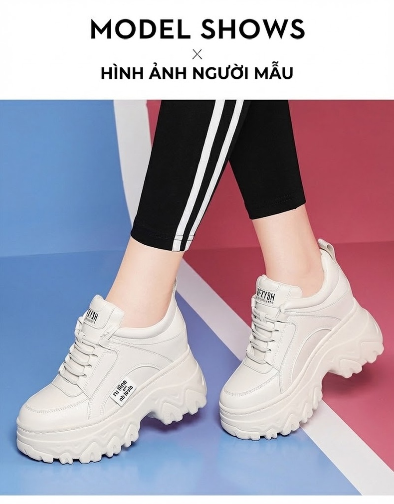 Giày Thể Thao Nữ Đế Cao 10cm Phong Cách Ulzzang Màu Đen, Trắng chi tiết 13