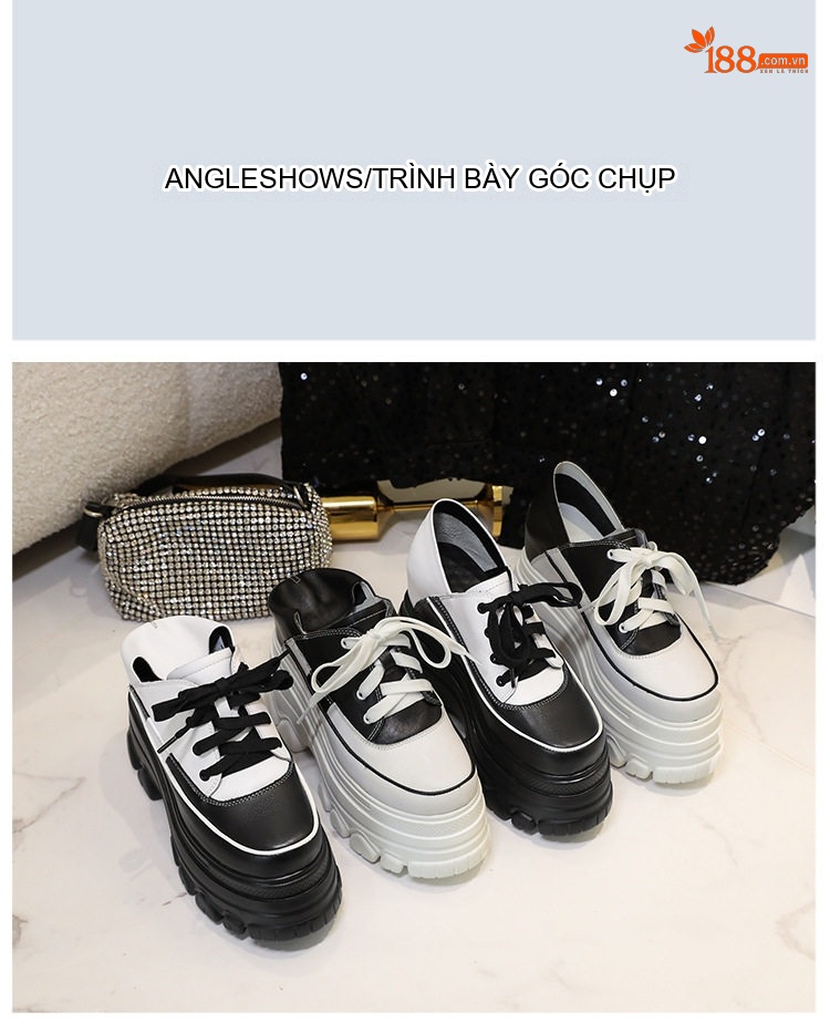 Giày Thể Thao Nữ Đế Cao Chiều Cao Đế Khoảng 8cm Màu Đen, Trắng chi tiết 12
