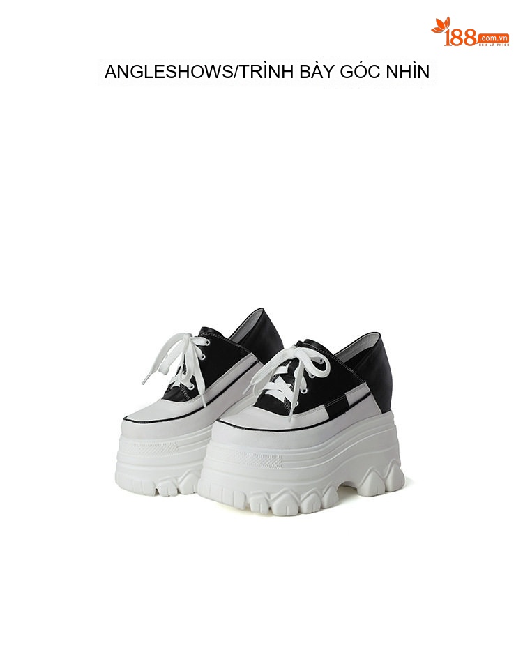 Giày Thể Thao Nữ Đế Cao Chiều Cao Đế Khoảng 8cm Màu Đen, Trắng chi tiết 17