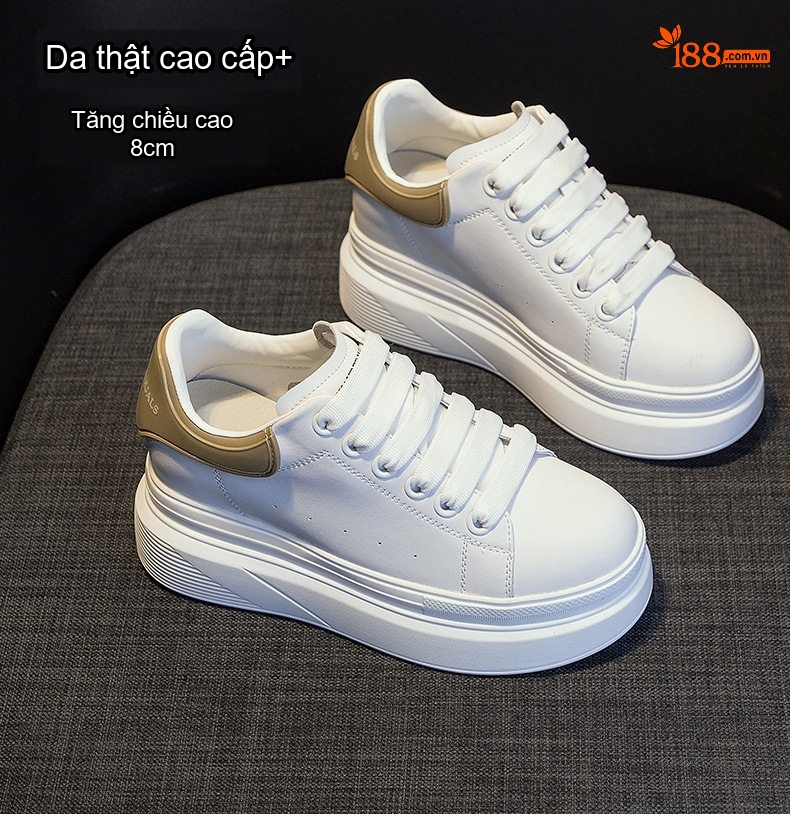 Giày Thể Thao Nữ Đế Cao Khoảng 5cm Phong Cách Ulzzang Màu Trắng, Đen, Vàng chi tiết 3
