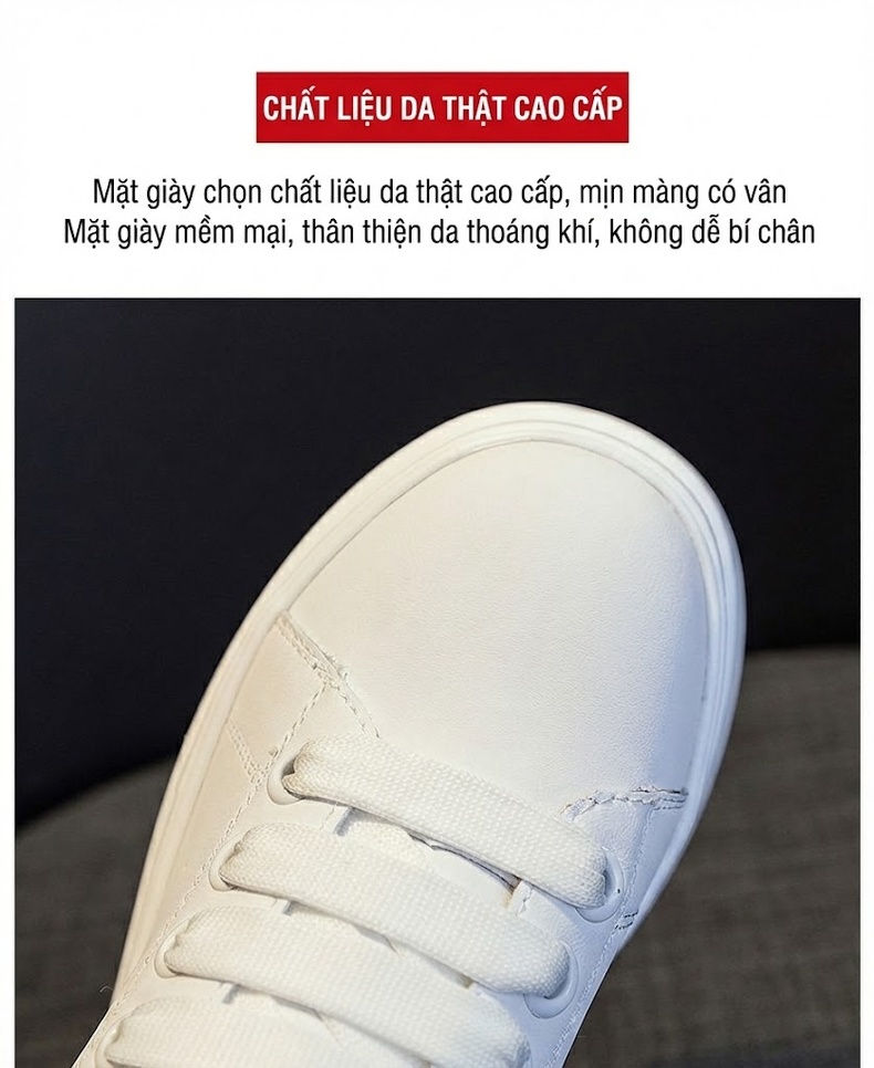 Giày Thể Thao Nữ Đế Cao Khoảng 5cm Phong Cách Ulzzang Màu Trắng, Đen, Vàng chi tiết 10