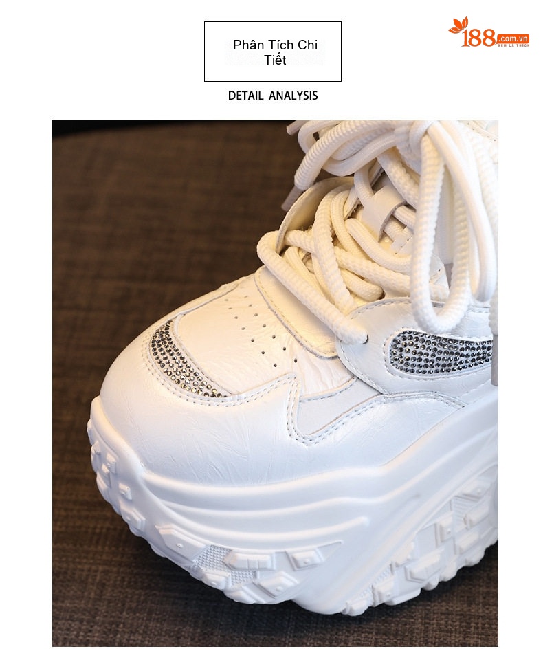 Giày Thể Thao Nữ Đế Cao Khoảng 8cm Phong Cách Sneaker Màu Xám, Trắng, Đen... chi tiết 8