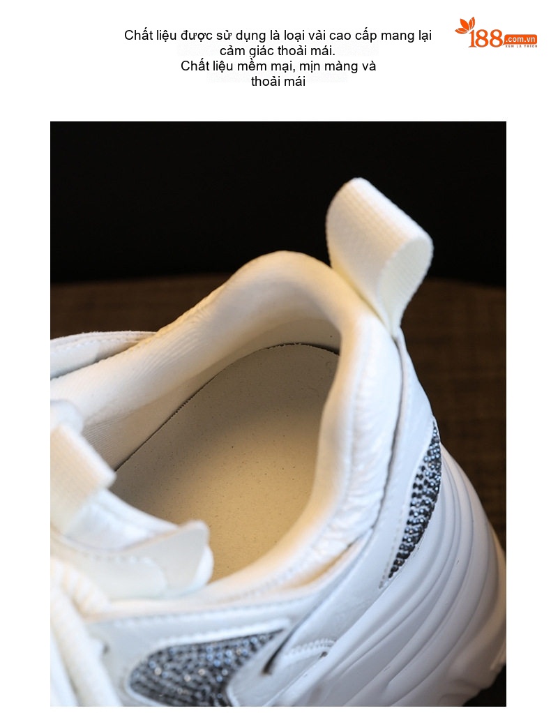 Giày Thể Thao Nữ Đế Cao Khoảng 8cm Phong Cách Sneaker Màu Xám, Trắng, Đen... chi tiết 9