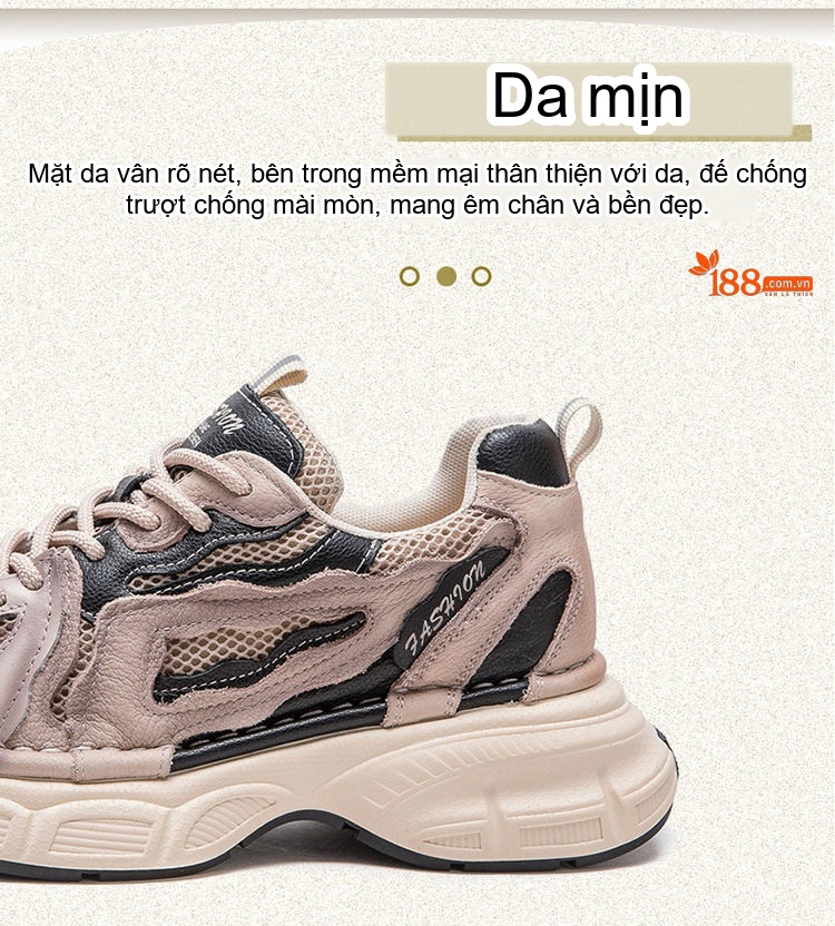 Giày Thể Thao Nữ Đế Cao Thời Trang Chiều Cao Đế Khoảng 5cm Màu Be, Đen chi tiết 3
