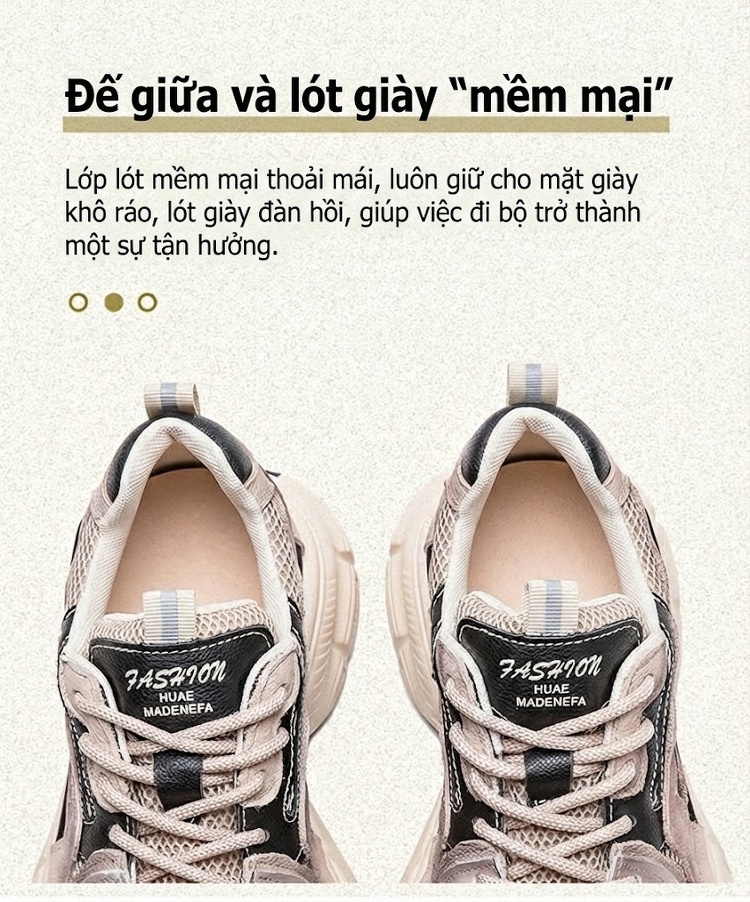 Giày Thể Thao Nữ Đế Cao Thời Trang Chiều Cao Đế Khoảng 5cm Màu Be, Đen chi tiết 6