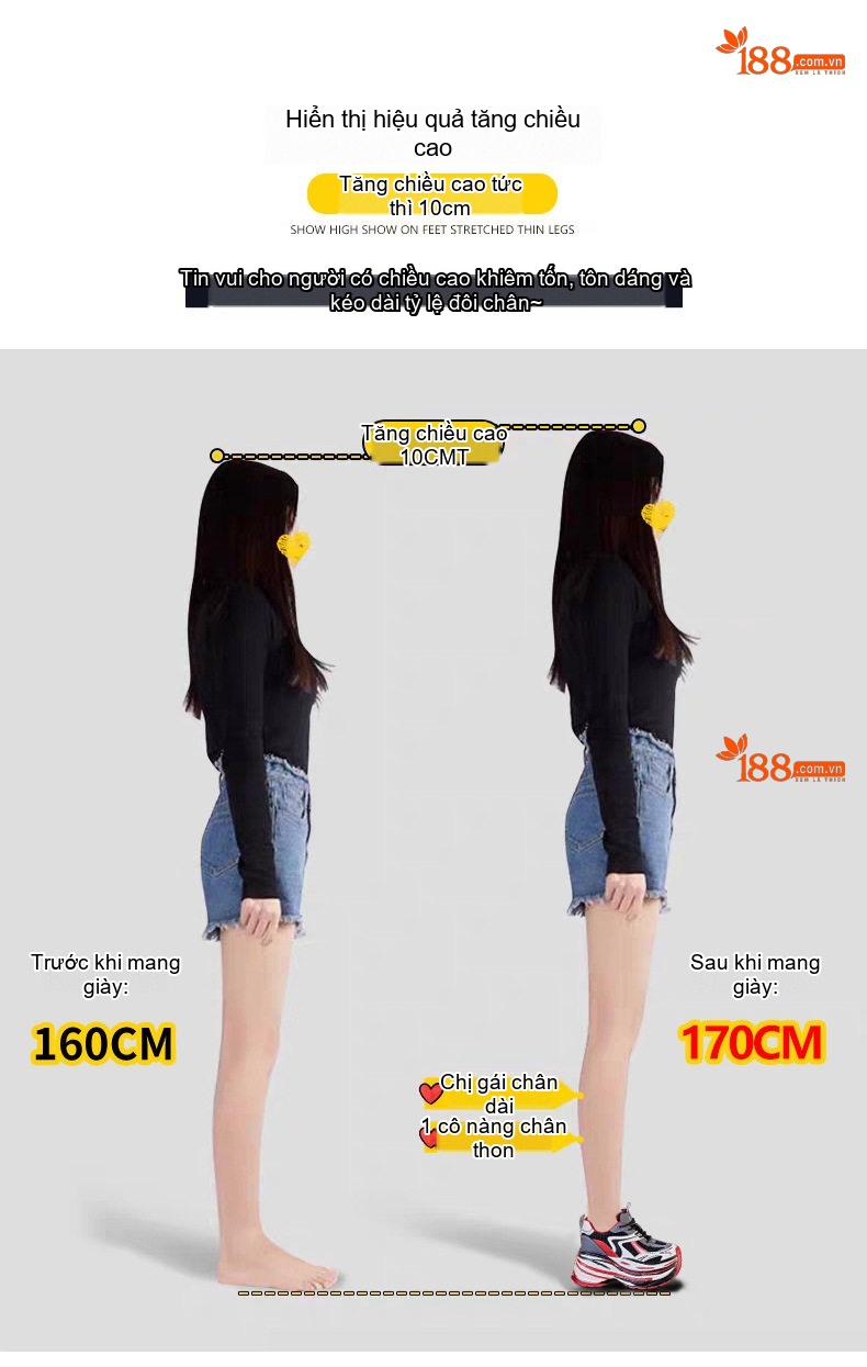 Giày Thể Thao Nữ Đế Dày Chiều Cao Đế 8cm Phong Cách Ulzzang Màu Đen, Trắng, Đỏ, Xám... chi tiết 4