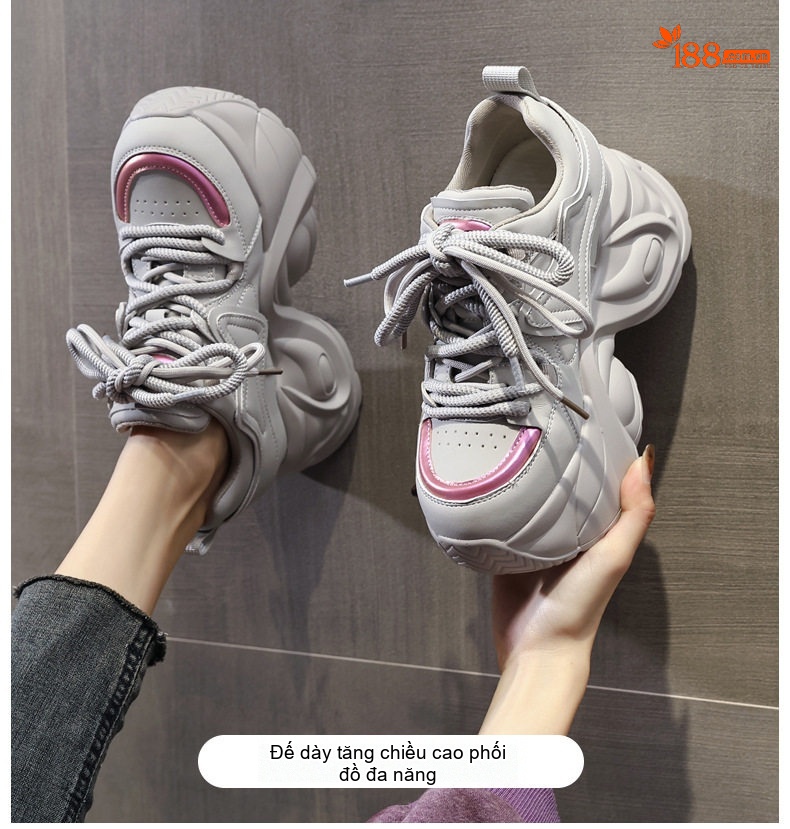 Giày Thể Thao Nữ Đế Dày Chiều Cao Đế Khoảng 5cm Màu Trắng, Đen, Xám chi tiết 1
