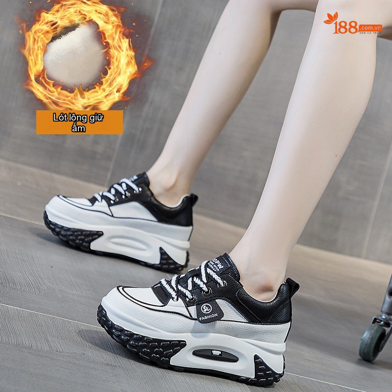 Giày Thể Thao Nữ Đế Dày Chiều Cao Đế Khoảng 5cm Phong Cách Hàn Quốc Màu Đỏ, Vàng, Đen, Trắng...