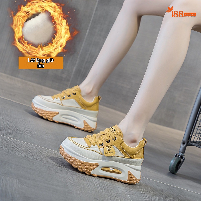 Giày Thể Thao Nữ Đế Dày Chiều Cao Đế Khoảng 5cm Phong Cách Hàn Quốc Màu Đỏ, Vàng, Đen, Trắng...