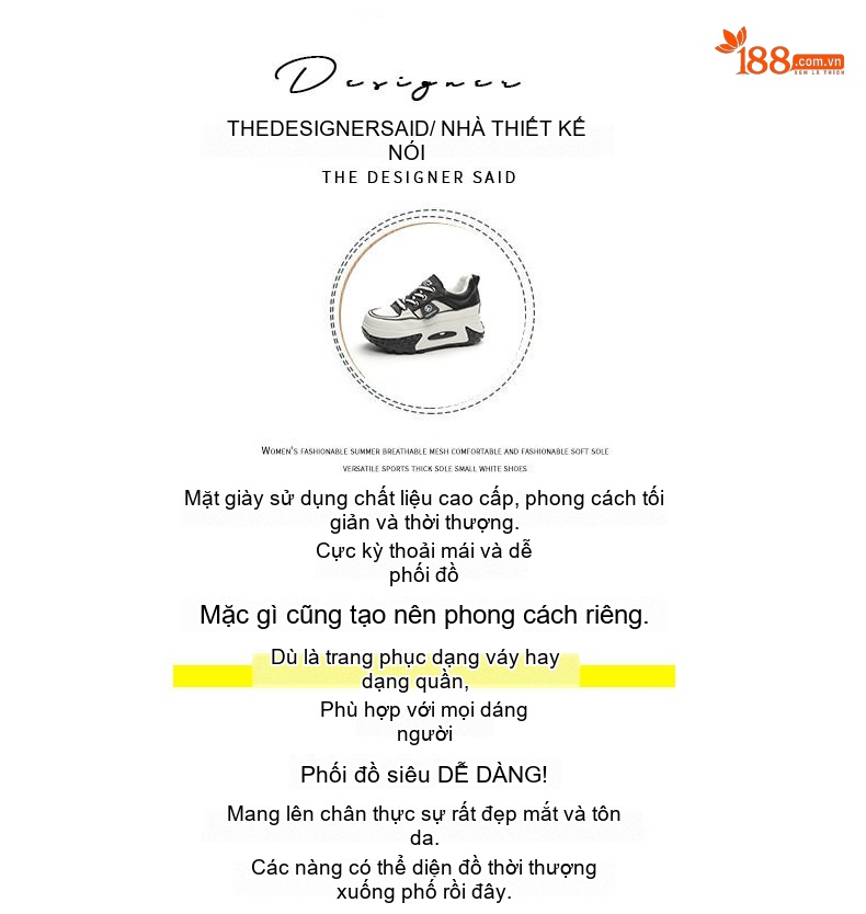 Giày Thể Thao Nữ Đế Dày Chiều Cao Đế Khoảng 5cm Phong Cách Hàn Quốc Màu Đỏ, Vàng, Đen, Trắng... chi tiết 4