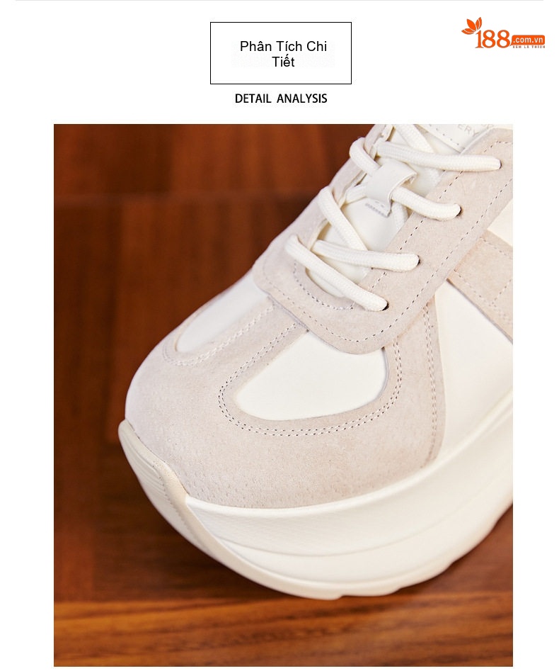 Giày Thể Thao Nữ Đế Dày Chiều Cao Khoảng 8cm Phong Cách Casual Màu Đen, Trắng, Be, Xám... chi tiết 5