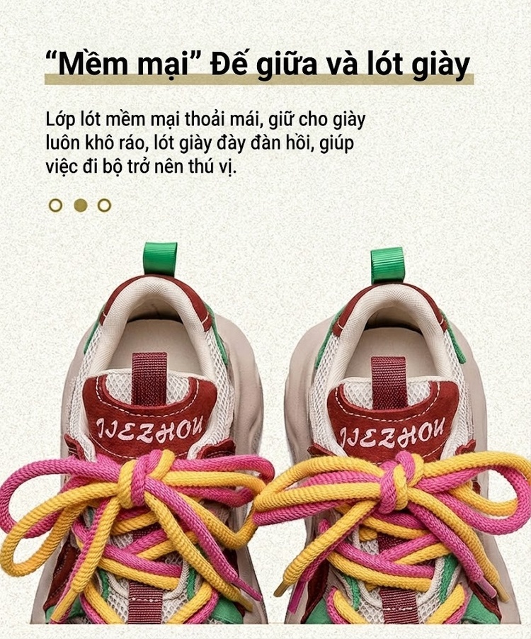 Giày Thể Thao Nữ Đế Dày Phong Cách Anh Quốc Chiều Cao Đế Khoảng 5cm Màu Be, Đỏ, Vàng, Xanh... chi tiết 6