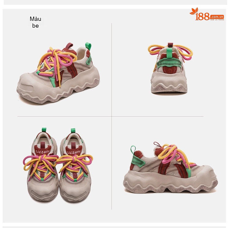 Giày Thể Thao Nữ Đế Dày Phong Cách Anh Quốc Chiều Cao Đế Khoảng 5cm Màu Be, Đỏ, Vàng, Xanh... chi tiết 18