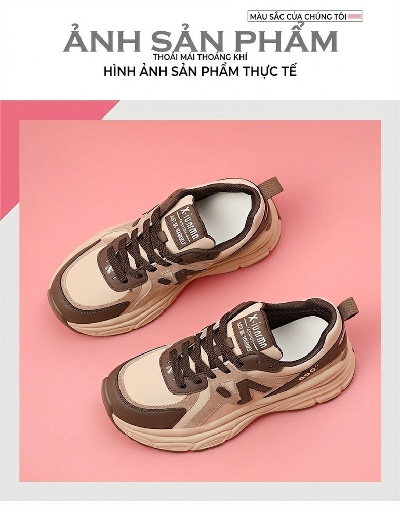 Giày Thể Thao Nữ Đế Dày Phong Cách Ulzzang Chiều Cao Đế Khoảng 5cm Màu Đen, Nâu chi tiết 9