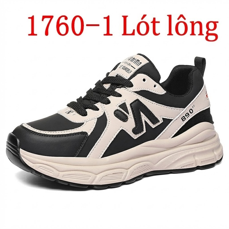 Giày Thể Thao Nữ Đế Dày Phong Cách Ulzzang Chiều Cao Đế Khoảng 5cm Màu Đen, Nâu
