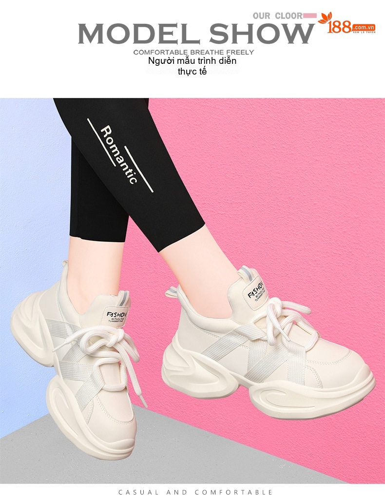 Giày Thể Thao Nữ Đế Dày Phong Cách Ulzzang Chiều Cao Đế Khoảng 5cm Màu Đen, Trắng chi tiết 10