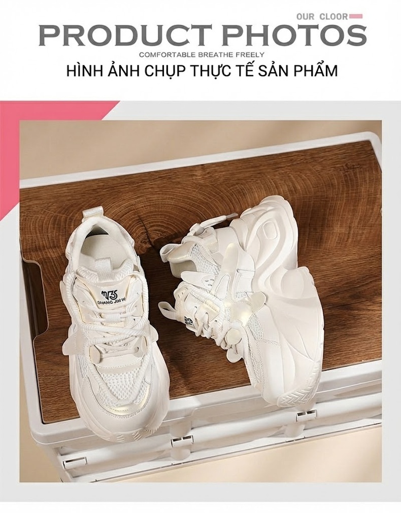 Giày Thể Thao Nữ Đế Dày Phong Cách Ulzzang Chiều Cao Đế Khoảng 5cm Màu Đen, Trắng chi tiết 11