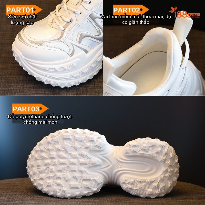 Giày Thể Thao Nữ Đế Dày Phong Cách Ulzzang Chiều Cao Đế Khoảng 7cm Màu Trắng, Đen, Bạc