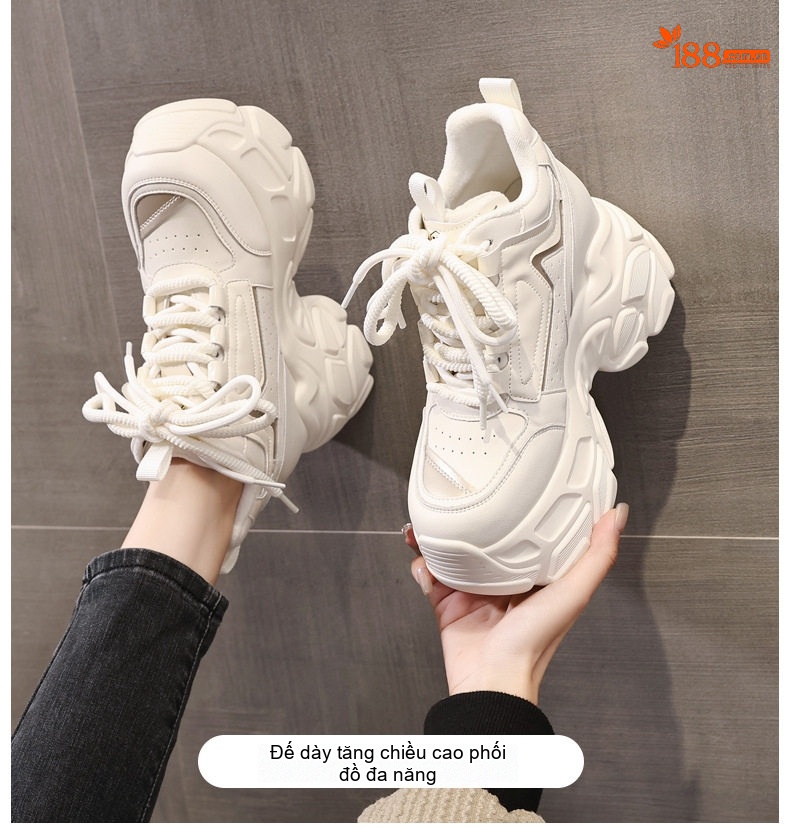 Giày Thể Thao Nữ Đế Dày Tăng Chiều Cao Chiều Cao Đế Khoảng 8.5cm Lót Lông Giữ Ấm Màu Đen, Trắng chi tiết 1