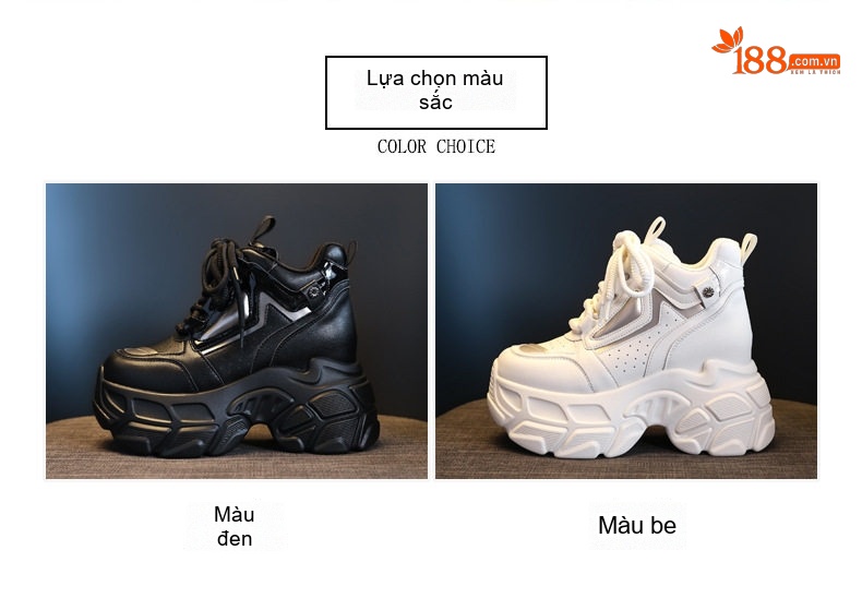 Giày Thể Thao Nữ Đế Dày Tăng Chiều Cao Chiều Cao Đế Khoảng 8.5cm Lót Lông Giữ Ấm Màu Đen, Trắng chi tiết 2