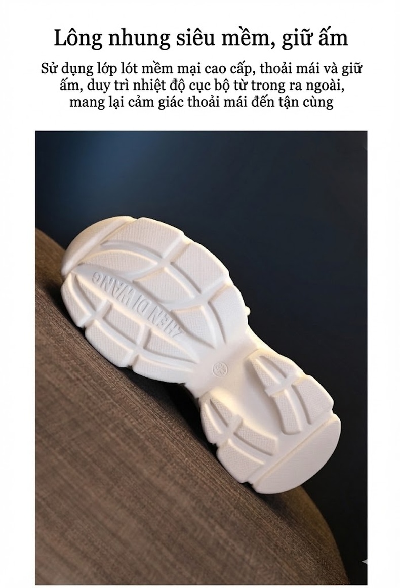 Giày Thể Thao Nữ Đế Dày Tăng Chiều Cao Chiều Cao Đế Khoảng 8.5cm Lót Lông Giữ Ấm Màu Đen, Trắng chi tiết 10