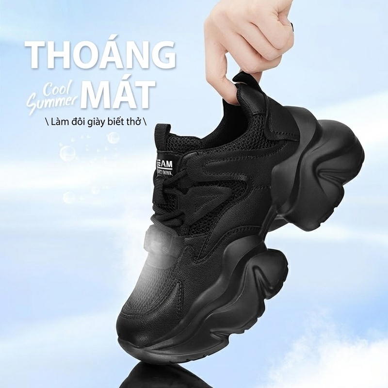 Giày Thể Thao Nữ Đế Dày Thời Trang Chiều Cao Đế Khoảng 5cm Màu Đen, Trắng