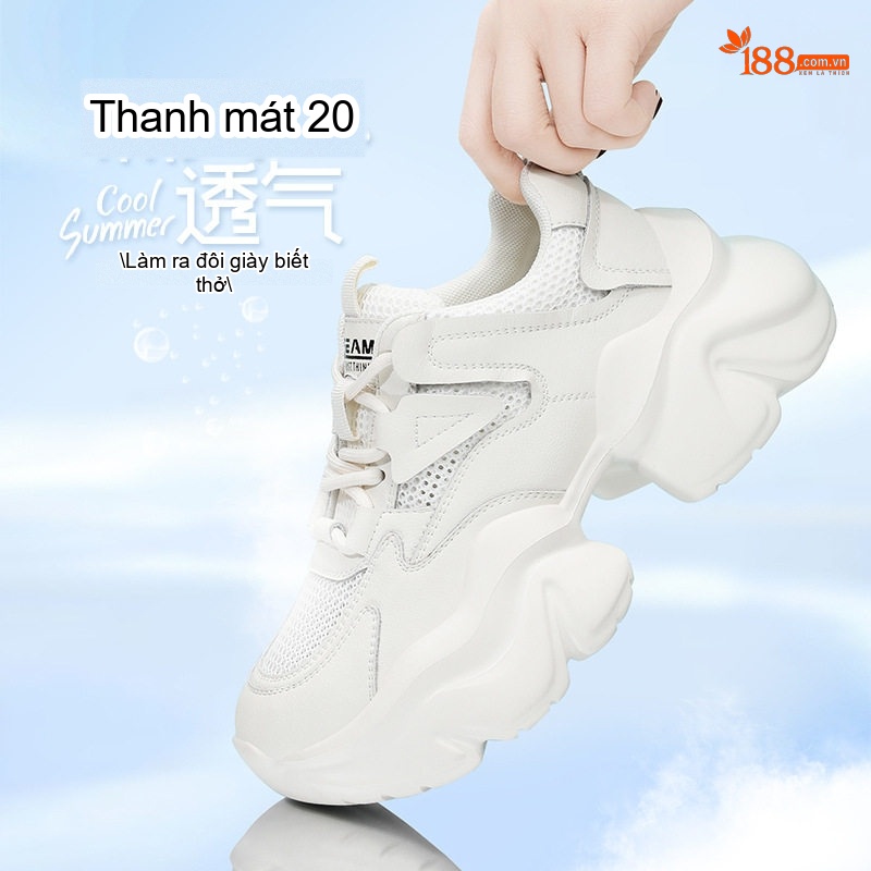 Giày Thể Thao Nữ Đế Dày Thời Trang Chiều Cao Đế Khoảng 5cm Màu Đen, Trắng