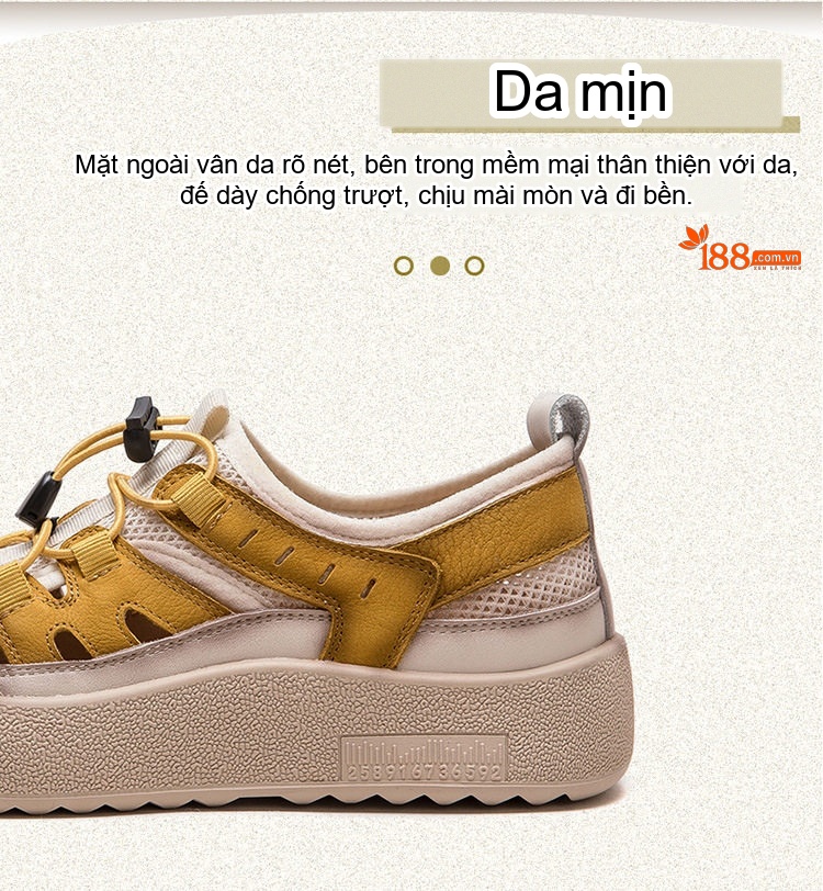 Giày Thể Thao Nữ Lưới Thoáng Khí Chiều Cao Đế Khoảng 3cm Màu Be, Vàng, Đỏ chi tiết 3