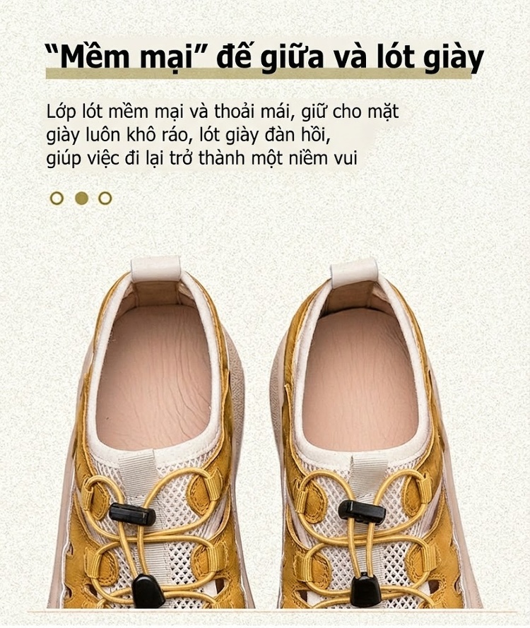 Giày Thể Thao Nữ Lưới Thoáng Khí Chiều Cao Đế Khoảng 3cm Màu Be, Vàng, Đỏ chi tiết 6