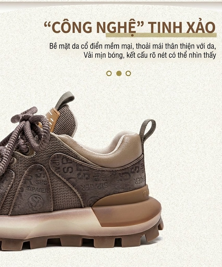 Giày Thể Thao Nữ Lưới Thoáng Khí Đế Bánh Mì Chiều Cao Đế Khoảng 5cm Màu Be, Nâu, Xám, Hồng... chi tiết 2