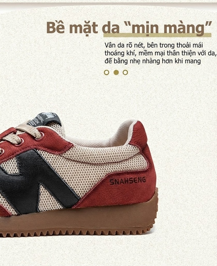 Giày Thể Thao Nữ Lưới Thoáng Khí Đế Dày Chiều Cao Đế Khoảng 3cm Màu Be, Đỏ, Đen chi tiết 2