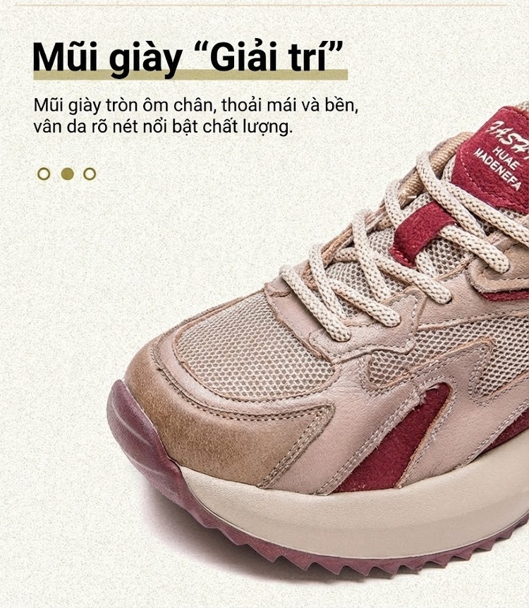 Giày Thể Thao Nữ Lưới Thoáng Khí Đế Dày Chiều Cao Đế Khoảng 4cm Màu Be, Xanh Lá, Đỏ chi tiết 4