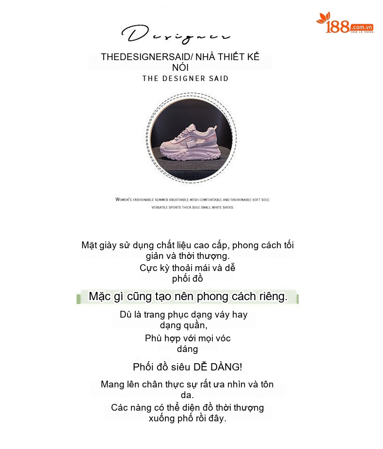Giày Thể Thao Nữ Lưới Thoáng Khí Đế Dày Chiều Cao Đế Khoảng 5cm Màu Hồng, Trắng, Vàng, Bạc... chi tiết 4