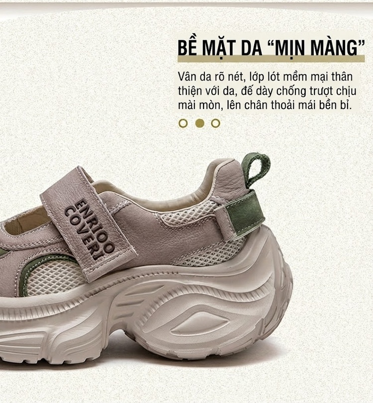 Giày Thể Thao Nữ Lưới Thoáng Khí Đế Dày Chiều Cao Đế Khoảng 5cm Quai Dán Màu Be, Trắng chi tiết 4