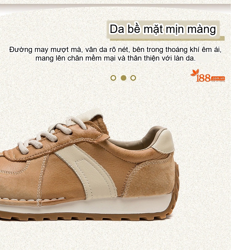 Giày Thể Thao Nữ Phối Màu Da Mờ Chiều Cao Đế Khoảng 3cm Màu Đỏ, Kem, Nâu chi tiết 4
