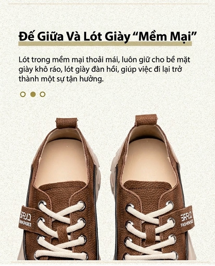 Giày Thể Thao Nữ Phối Màu Đế Bằng Chiều Cao Đế Khoảng 4cm Màu Đỏ, Nâu, Kem chi tiết 6