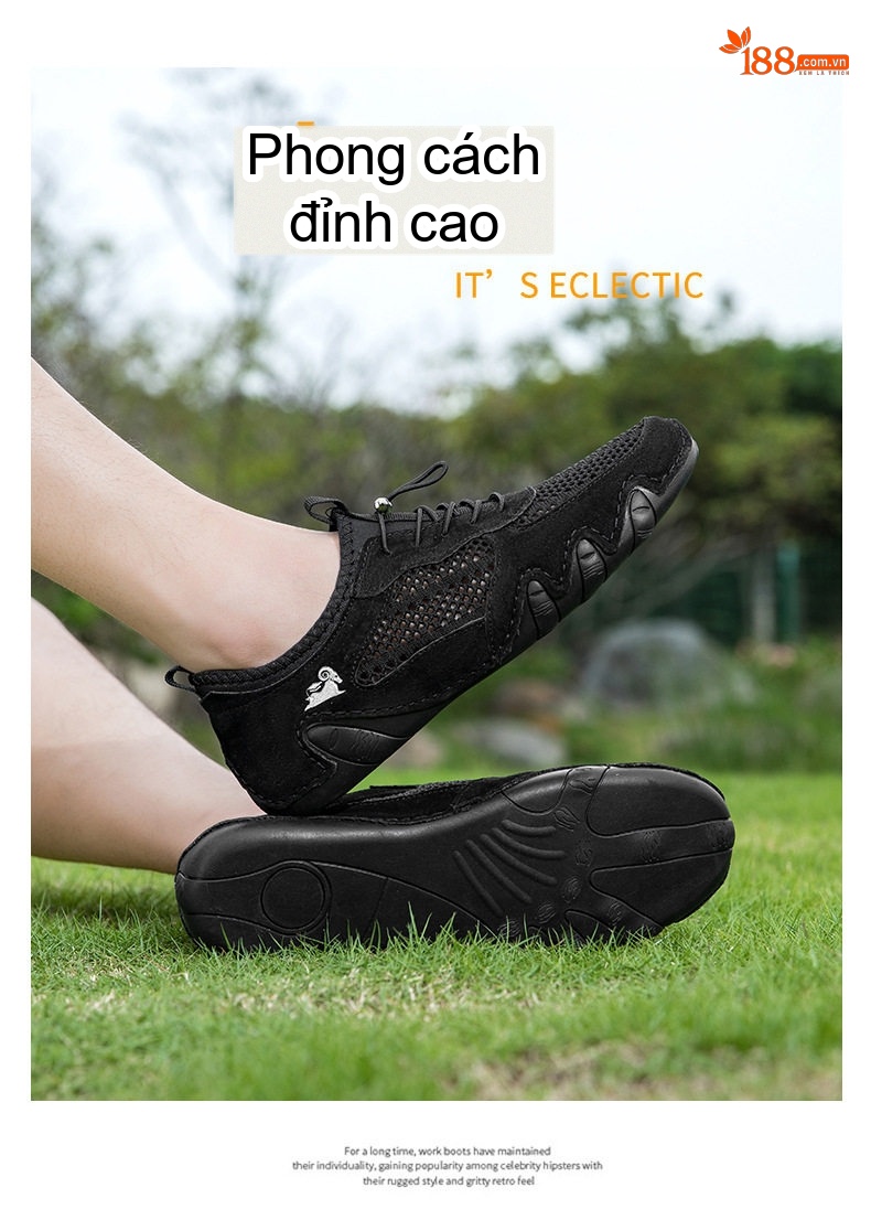 Giày Thể Thao/Sneaker Nam Lưới Thoáng Khí Da Mờ Chiều Cao Đế Khoảng 2cm Màu Be, Đen, Xám chi tiết 4