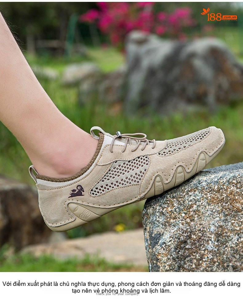 Giày Thể Thao/Sneaker Nam Lưới Thoáng Khí Da Mờ Chiều Cao Đế Khoảng 2cm Màu Be, Đen, Xám chi tiết 18