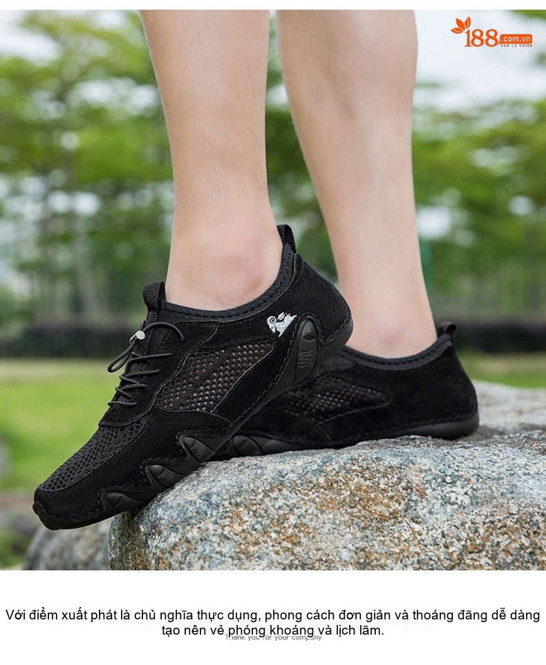 Giày Thể Thao/Sneaker Nam Lưới Thoáng Khí Da Mờ Chiều Cao Đế Khoảng 2cm Màu Be, Đen, Xám chi tiết 25