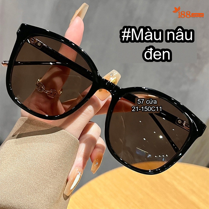 Kính Mát Nữ Gọng Lớn Trà Sắc Phân Cực Chống Tia UV Mặt Lớn Thon Gọn Phong Cách 2025 Màu Đen, Nâu, Xám