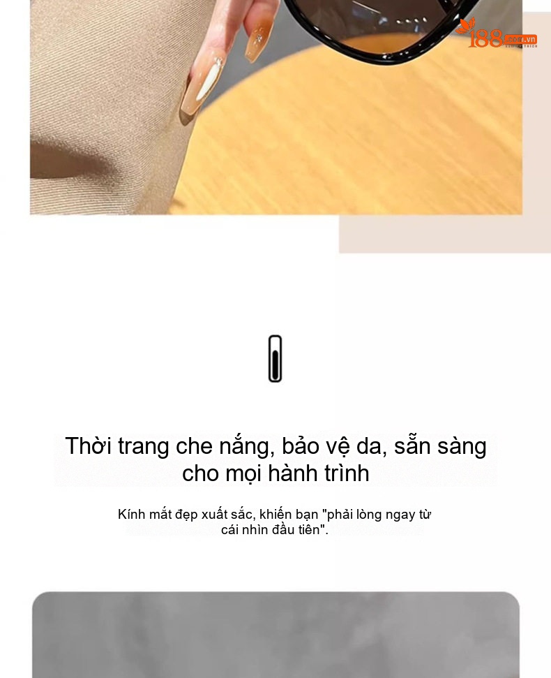 Kính Mát Nữ Gọng Lớn Trà Sắc Phân Cực Chống Tia UV Mặt Lớn Thon Gọn Phong Cách 2025 Màu Đen, Nâu, Xám chi tiết 2